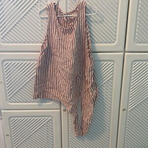 Altar'd State Brown and White Striped Asymmetrical Tank Top